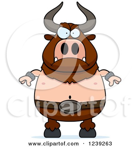Clipart of a Mad Minotaur Bull Man - Royalty Free Vector Illustration by Cory Thoman