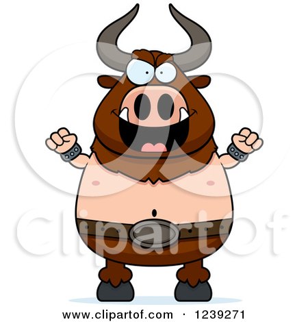 Clipart of an Evil Minotaur Bull Man - Royalty Free Vector Illustration by Cory Thoman
