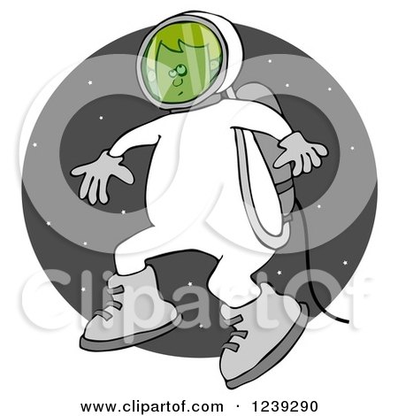 Clipart of a Boy Astronaut Doing a Space Walk over a Circle of Stars - Royalty Free Illustration by djart