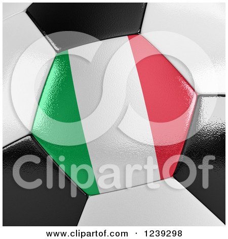 Clipart of a 3d Close up of an Italian Flag on a Soccer Ball - Royalty Free CGI Illustration by stockillustrations