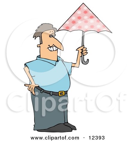 Prissy Man Carrying a Pink Umbrella Clipart Illustration by djart