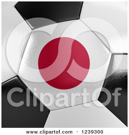 Clipart of a 3d Close up of a Japanese Flag on a Soccer Ball - Royalty Free CGI Illustration by stockillustrations