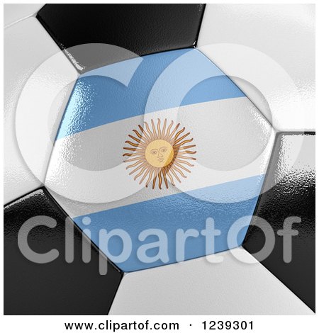 Clipart of a 3d Close up of an Argentina Flag on a Soccer Ball - Royalty Free Illustration by stockillustrations