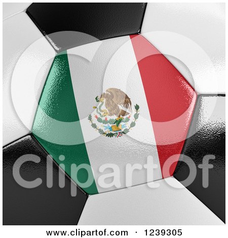 Clipart of a 3d Close up of a Mexican Flag on a Soccer Ball - Royalty Free Illustration by stockillustrations