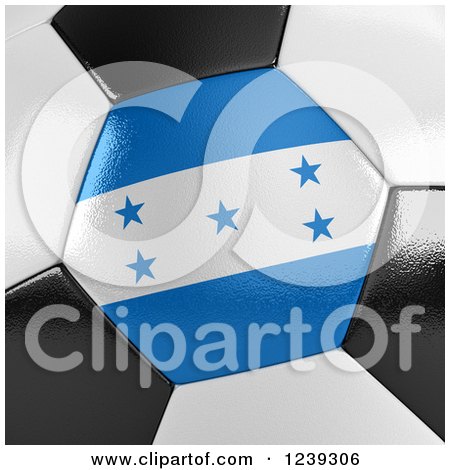 Clipart of a 3d Close up of a Honduras Flag on a Soccer Ball - Royalty Free Illustration by stockillustrations