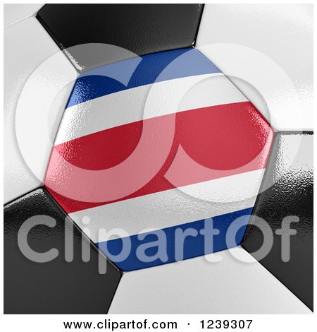 Clipart of a 3d Close up of a Costa Rica Flag on a Soccer Ball - Royalty Free Illustration by stockillustrations