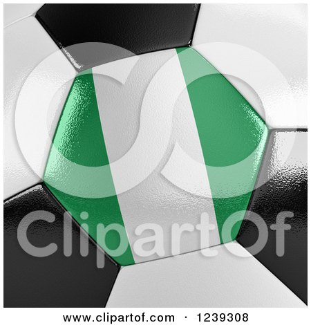 Clipart of a 3d Close up of a Nigeria Flag on a Soccer Ball - Royalty Free CGI Illustration by stockillustrations