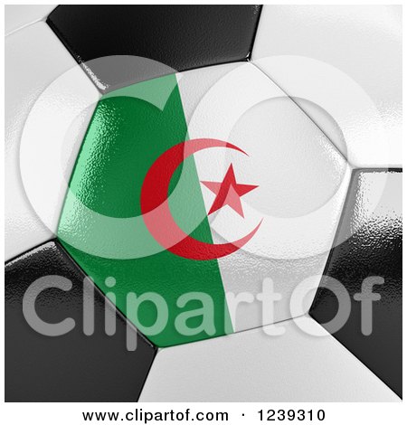 Clipart of a 3d Close up of an Algeria Flag on a Soccer Ball - Royalty Free CGI Illustration by stockillustrations
