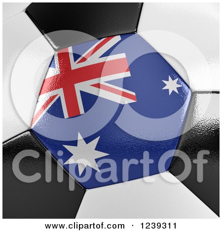 Clipart of a 3d Close up of an Australian Flag on a Soccer Ball - Royalty Free CGI Illustration by stockillustrations