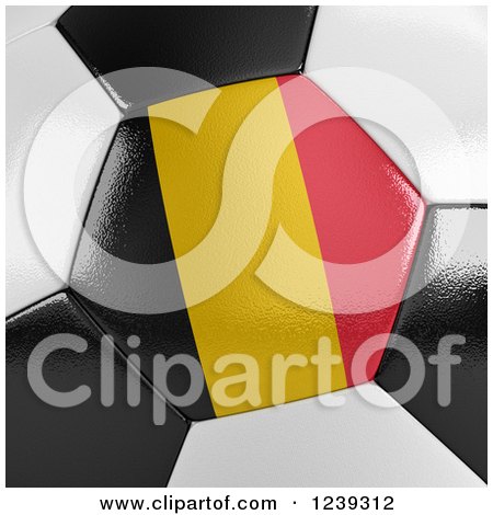 Clipart of a 3d Close up of a Belgium Flag on a Soccer Ball - Royalty Free CGI Illustration by stockillustrations