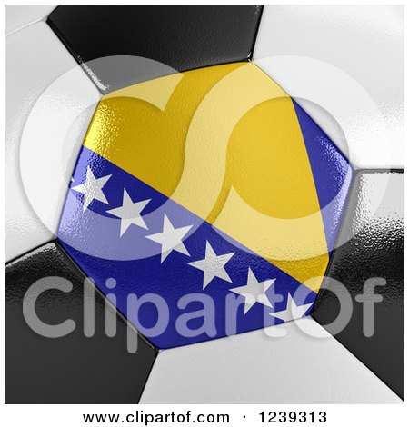 Clipart of a 3d Close up of a Bosnia Herzegovina Flag on a Soccer Ball - Royalty Free CGI Illustration by stockillustrations