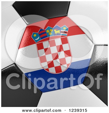 Clipart of a 3d Close up of a Croatian Flag on a Soccer Ball - Royalty Free CGI Illustration by stockillustrations