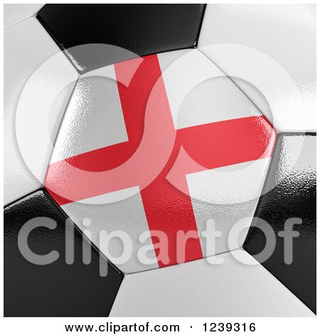 Clipart of a 3d Close up of an English Flag on a Soccer Ball - Royalty Free CGI Illustration by stockillustrations