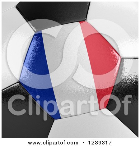 Clipart of a 3d Close up of a French Flag on a Soccer Ball - Royalty Free CGI Illustration by stockillustrations