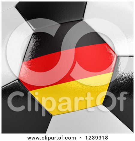 Clipart of a 3d Close up of a German Flag on a Soccer Ball - Royalty Free CGI Illustration by stockillustrations