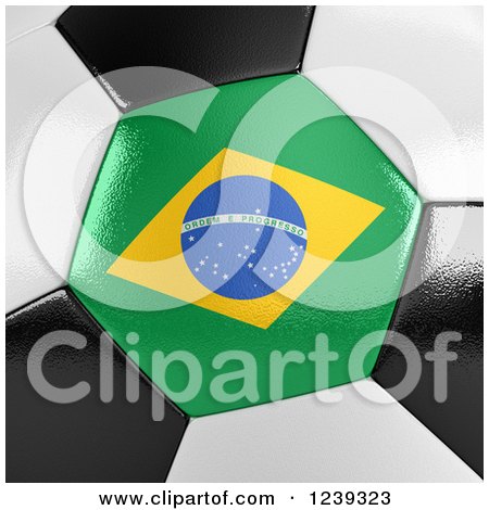 Clipart of a 3d Close up of a Brazilian Flag on a Soccer Ball - Royalty Free CGI Illustration by stockillustrations