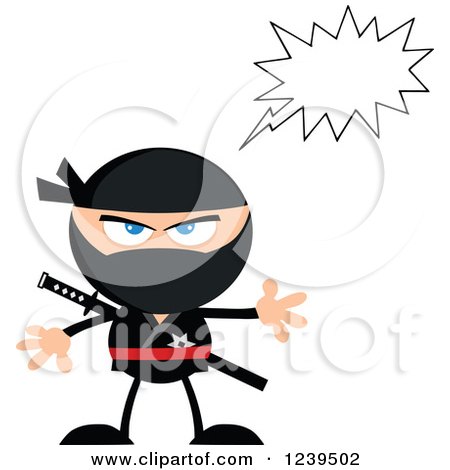 Clipart of a Talking Mad Ninja Warrior - Royalty Free Vector Illustration by Hit Toon