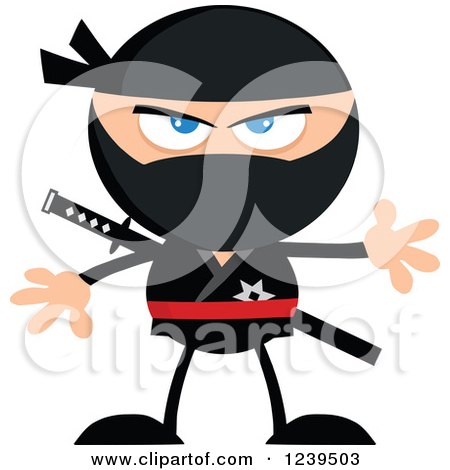 Clipart of a Mad Ninja Warrior - Royalty Free Vector Illustration by Hit Toon