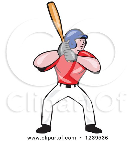 Clipart of a Cartoon Baseball Player Batter - Royalty Free Vector Illustration by patrimonio