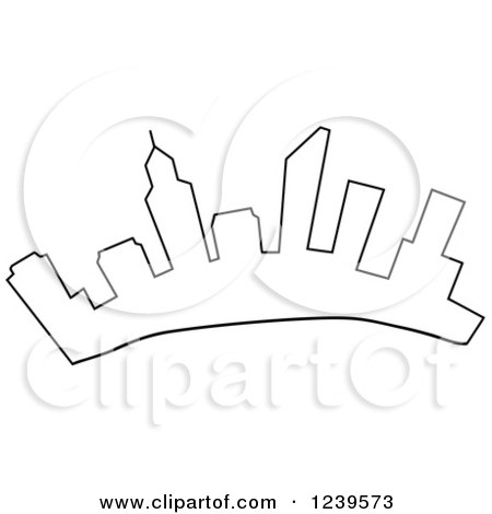 Clipart of an Outlined City Skyline of Perth Australia - Royalty Free Vector Illustration by LaffToon