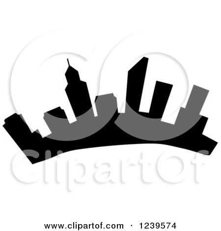 Clipart of a Silhouetted City Skyline of Perth Australia - Royalty Free Vector Illustration by LaffToon