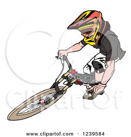 Clipart of an Extreme Bike Rider Catching Air - Royalty Free Vector Illustration by LaffToon