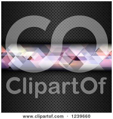 Clipart of a Panel of Geometric Shapes over Perforated Metal - Royalty Free Vector Illustration by KJ Pargeter