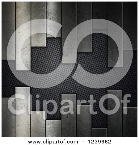 Clipart of a 3d Metal Bar Background with Exposed Perforations - Royalty Free CGI Illustration by KJ Pargeter