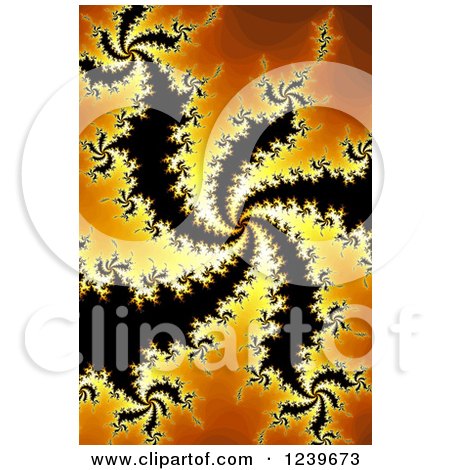 Clipart of a Spiraling Black and Orange Fractal Background - Royalty Free Illustration by oboy