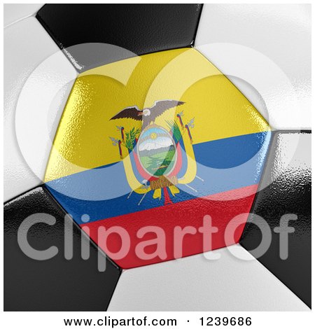 Clipart of a 3d Close up of an Ecuadorian Flag on a Soccer Ball - Royalty Free CGI Illustration by stockillustrations
