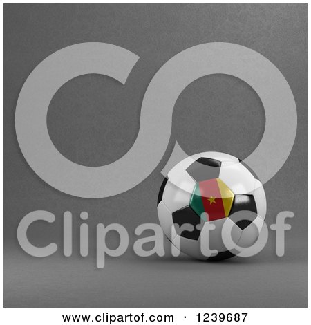 Clipart of a 3d Cameroon Soccer Ball over Gray - Royalty Free CGI Illustration by stockillustrations