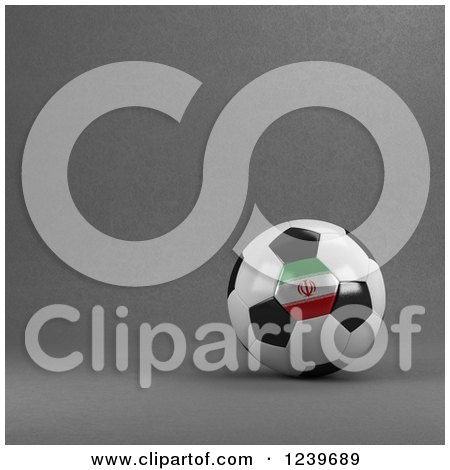 Clipart of a 3d Iran Soccer Ball over Gray - Royalty Free CGI Illustration by stockillustrations