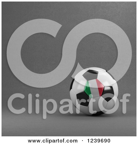 Clipart of a 3d Italian Soccer Ball over Gray - Royalty Free CGI Illustration by stockillustrations