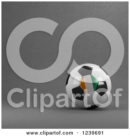Clipart of a 3d Ivory Coast Soccer Ball over Gray - Royalty Free CGI Illustration by stockillustrations