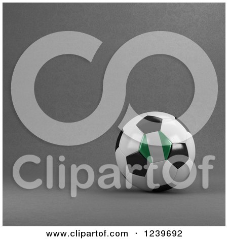 Clipart of a 3d Nigerian Soccer Ball over Gray - Royalty Free CGI Illustration by stockillustrations