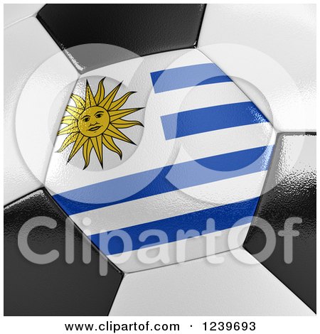 Clipart of a 3d Close up of a Uruguayan Flag on a Soccer Ball - Royalty Free CGI Illustration by stockillustrations