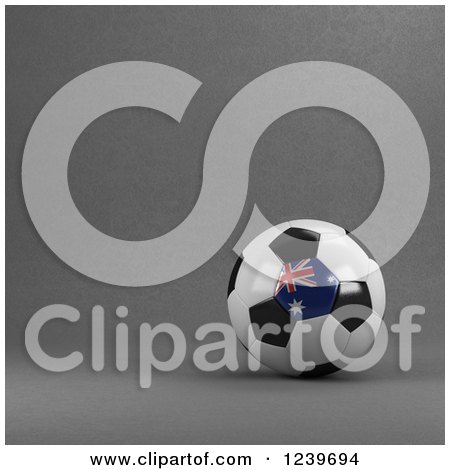 Clipart of a 3d Australian Soccer Ball over Gray - Royalty Free CGI Illustration by stockillustrations