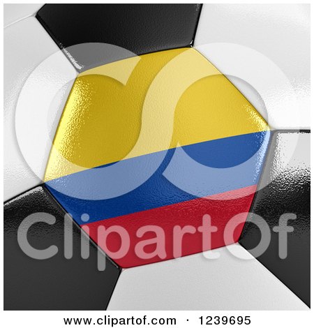 Clipart of a 3d Close up of a Colombian Flag on a Soccer Ball - Royalty Free CGI Illustration by stockillustrations