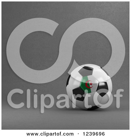 Clipart of a 3d Algerian Soccer Ball over Gray - Royalty Free CGI Illustration by stockillustrations