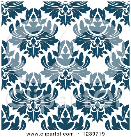 Clipart of a Seamless Teal Damask Background Pattern - Royalty Free Vector Illustration by Vector Tradition SM