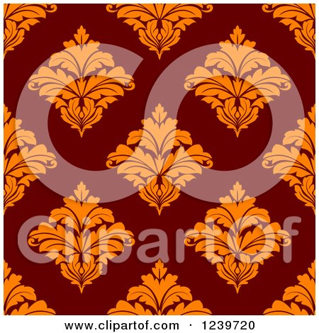 Clipart of a Seamless Red and Orange Damask Background Pattern - Royalty Free Vector Illustration by Vector Tradition SM