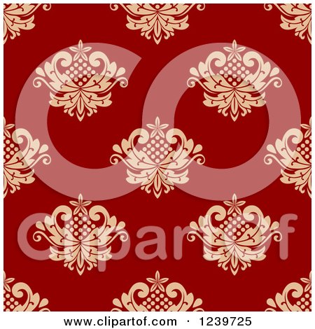 Clipart of a Seamless Red and Tan Damask Background Pattern 7 - Royalty Free Vector Illustration by Vector Tradition SM