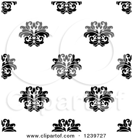 Clipart of a Seamless Black and White Damask Background Pattern 24 - Royalty Free Vector Illustration by Vector Tradition SM