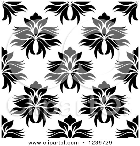 Clipart of a Seamless Black and White Damask Background Pattern 23 - Royalty Free Vector Illustration by Vector Tradition SM