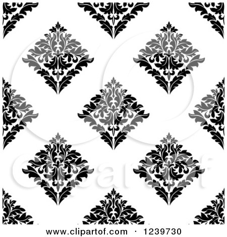 Clipart of a Seamless Black and White Damask Background Pattern 27 - Royalty Free Vector Illustration by Vector Tradition SM