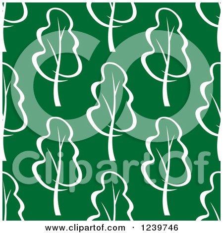 Clipart of a Seamless Background Pattern of White Trees on Green - Royalty Free Vector Illustration by Vector Tradition SM