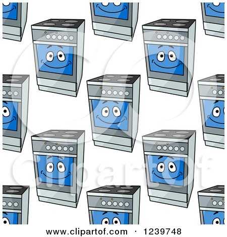 Clipart of a Seamless Background Pattern of Happy Ovens - Royalty Free Vector Illustration by Vector Tradition SM