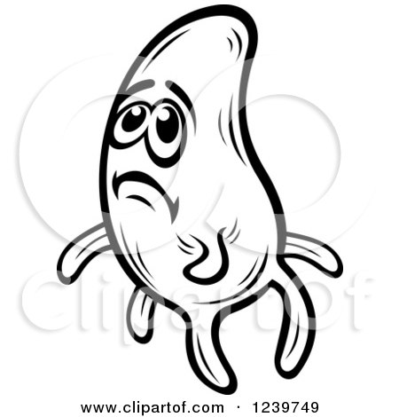 Clipart of a Sad Black and White Amoeba - Royalty Free Vector Illustration by Vector Tradition SM