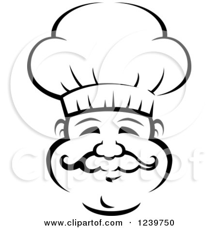 Clipart of a Happy Black and White Male Chef Wearing a Toque Hat 22 - Royalty Free Vector Illustration by Vector Tradition SM