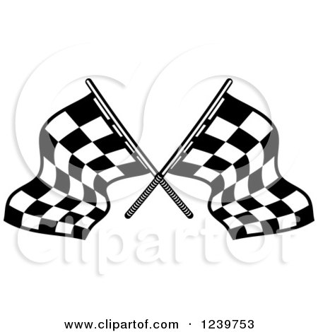Clipart of Black and White Crossed Racing Checkered Flags 2 - Royalty Free Vector Illustration by Vector Tradition SM